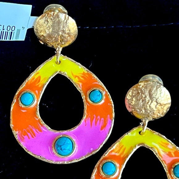 🌺🎉HP🎉🌺 NWT Sylvia Toledano Thalita Turquoise Hoop Earrings - Picture 5 of 15